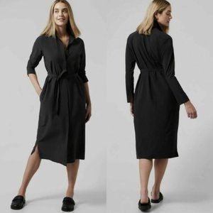 Athleta Urbanite Dress size Large Shirt Dress Midi Long Dress Black L